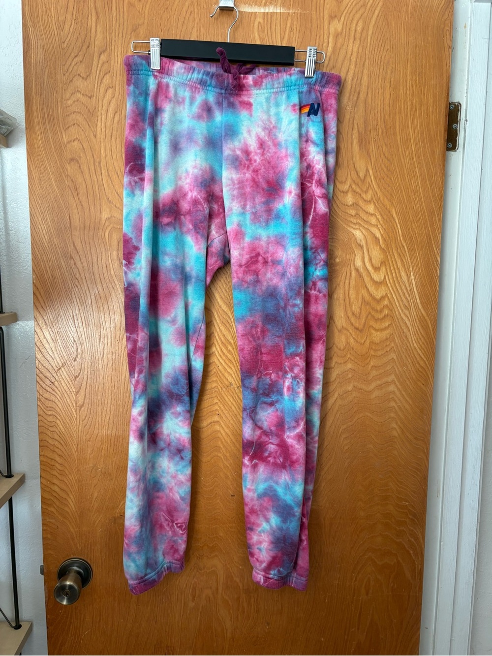 FLAW - Aviator Nation Tie-Dye Track Pants in Pink & Blue M